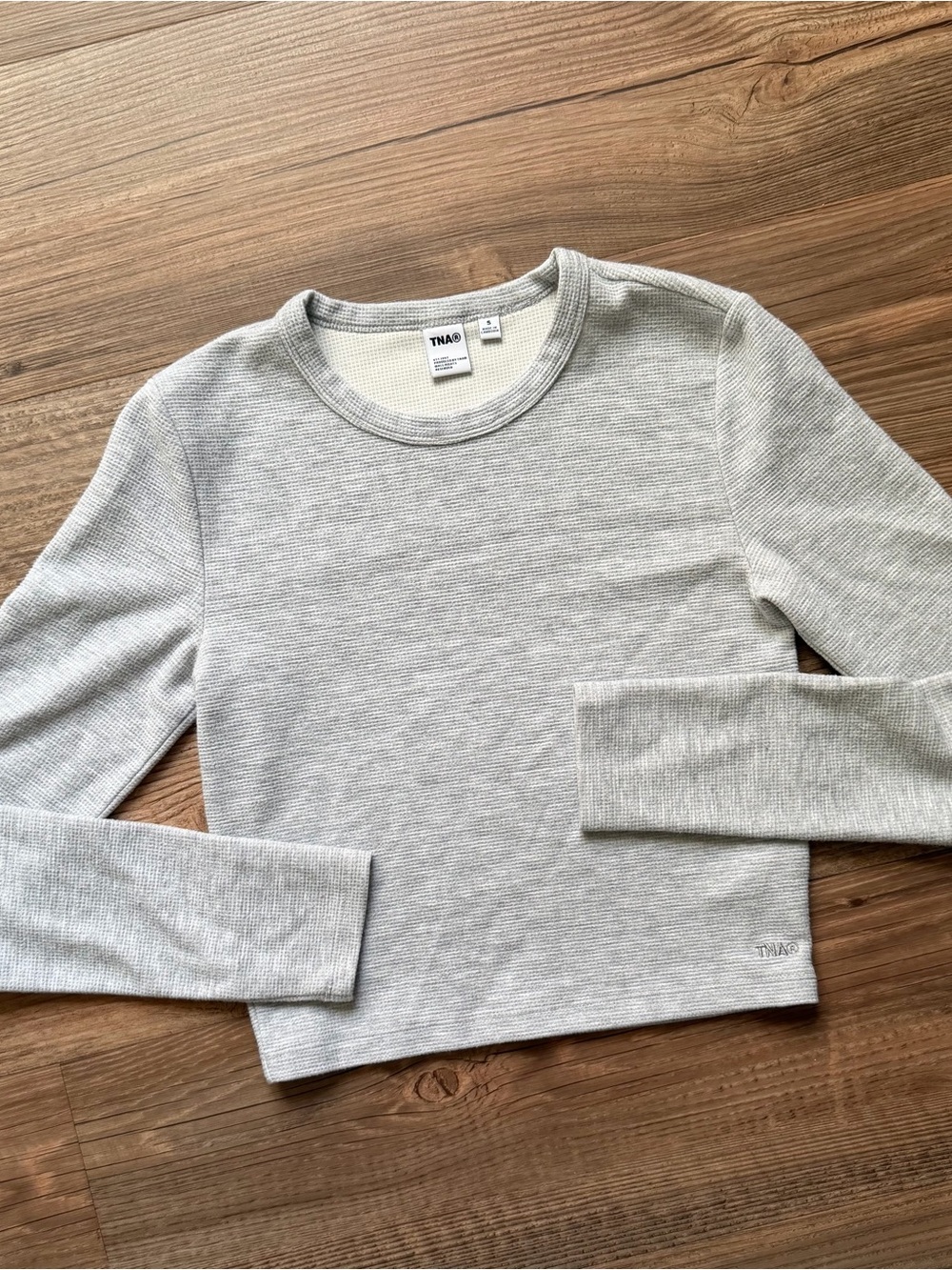 TNA Light Gray Long-Sleeve Crop Top